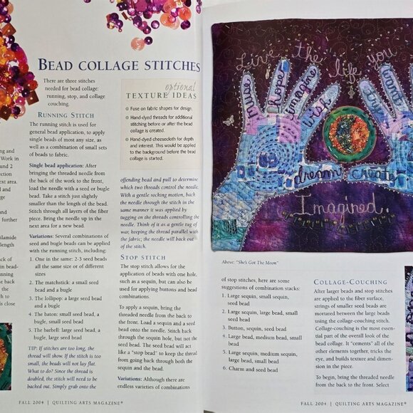 Quilting Arts Magazine Fall Issue 2004 Be Bold With Batiques And Bead All Over E - Picture 9 of 14